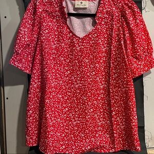 Betsy Boutique Red Floral Blouse